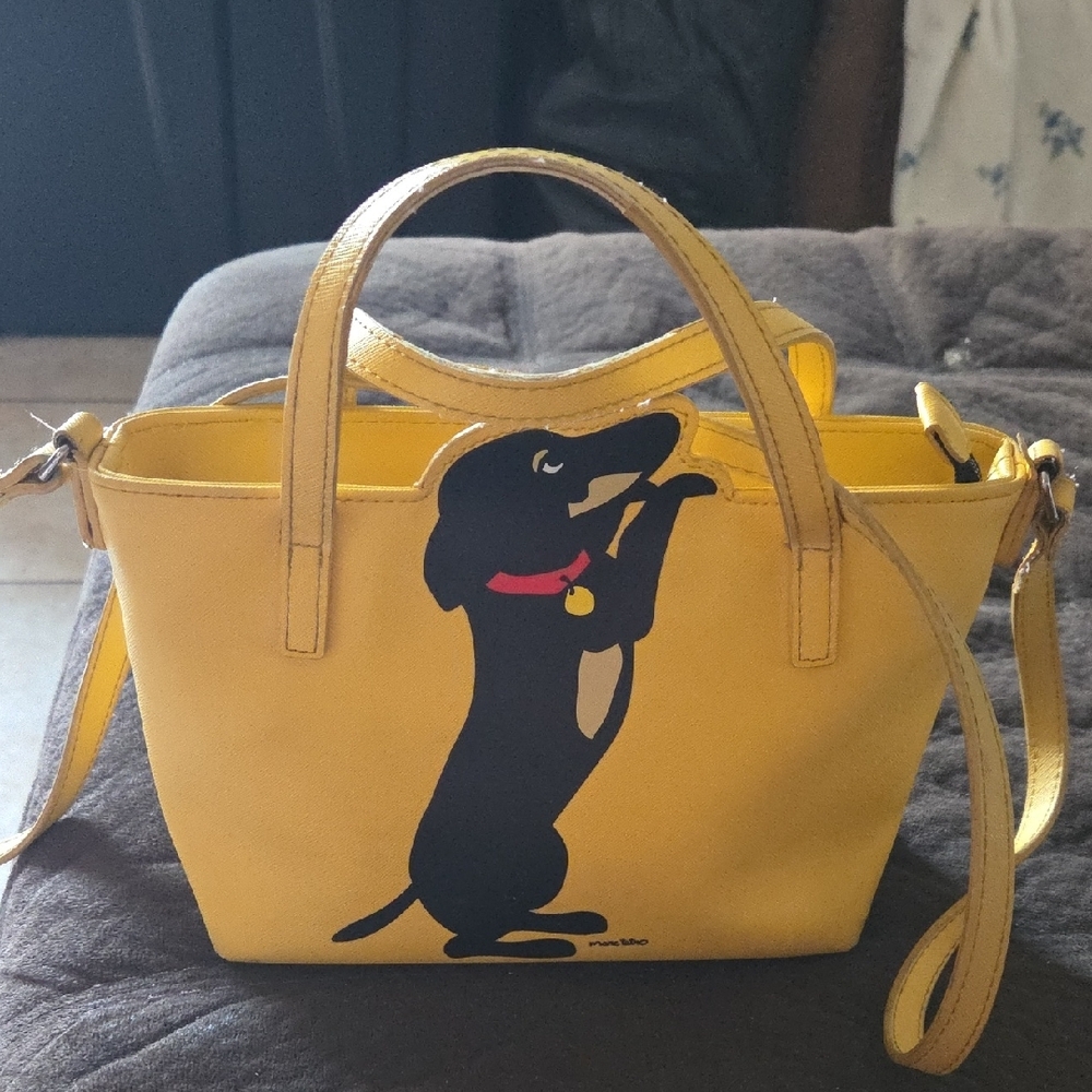 Playful Yellow Tote with Dog Design - Picture 4 of 7